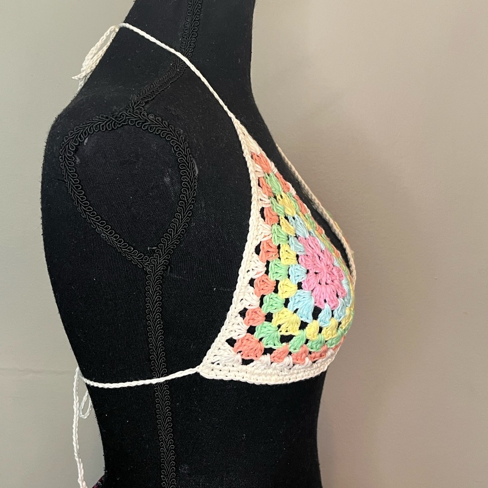 Crochet top bikini Cotton yarn Handmade By Seller festival, rave, pool summer - Picture 9 of 10